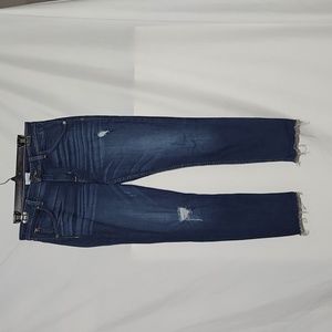 Hudson Barcara Cropped Straight Cuffed Jeans Denim Blue Dark Wash Womens Size 30